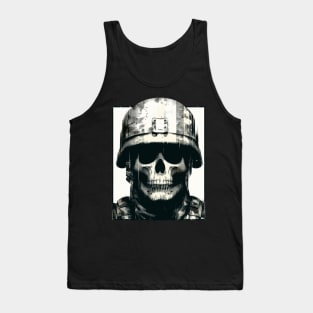 Retro pixel glitch skull soldier Tank Top